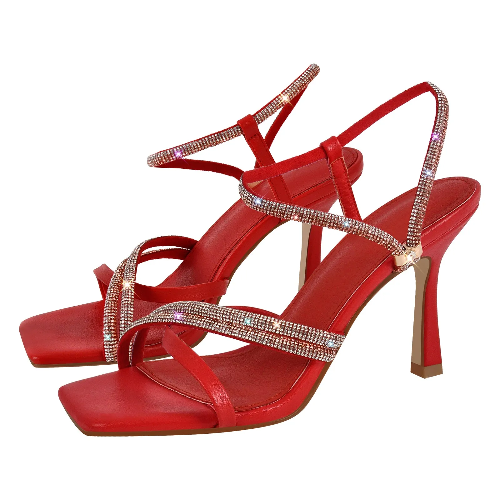 Square Toe Rhinestone Ankle Strap Sandals sold by Onlymaker product image thumbnail 2