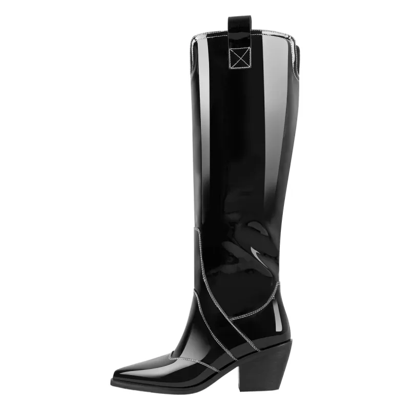 Pointed Toe Patent Pull On Cowboy Boots sold by Onlymaker