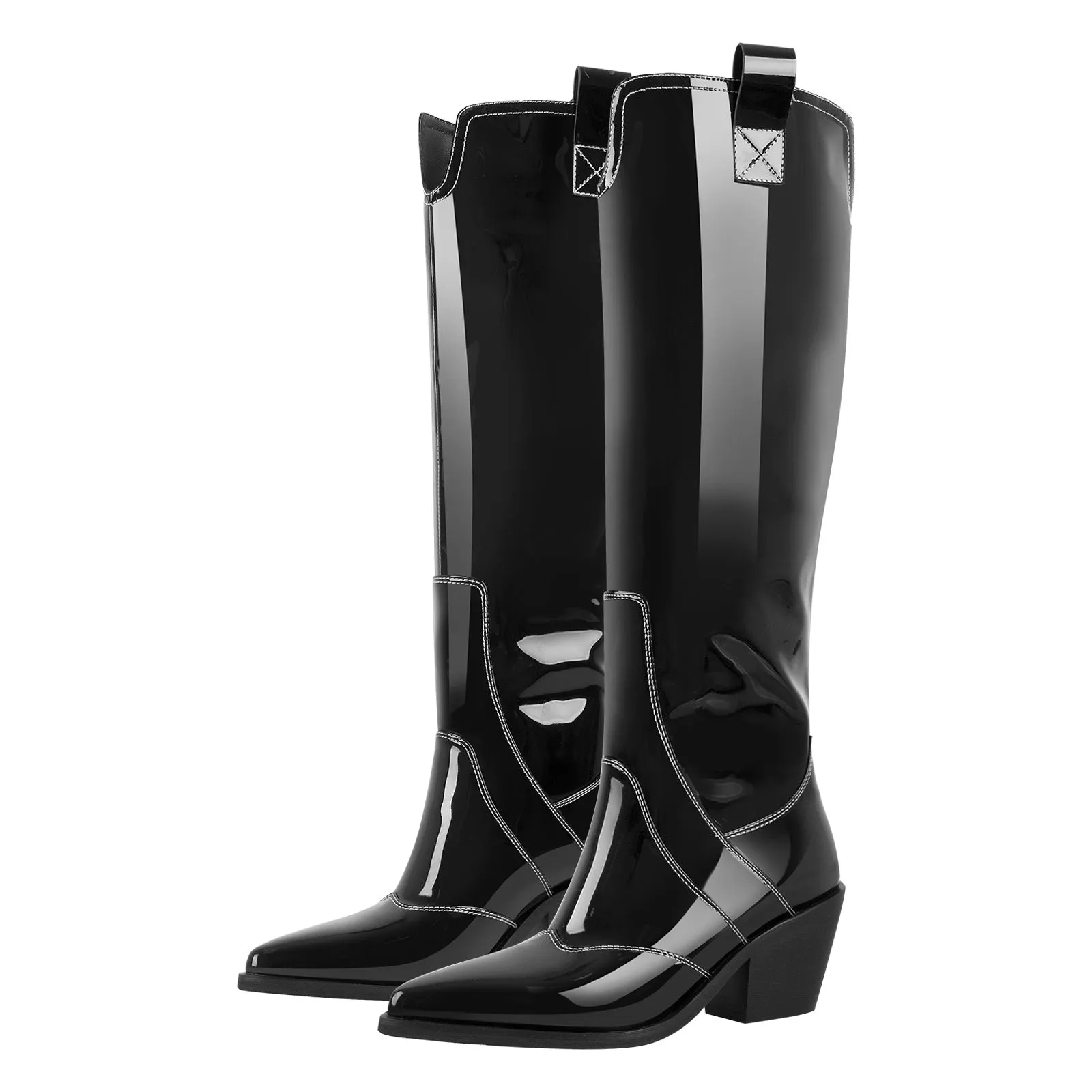 Pointed Toe Patent Pull On Cowboy Boots sold by Onlymaker product image thumbnail 2