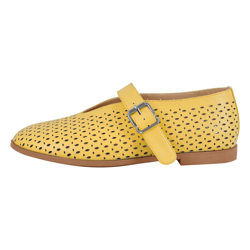 Round Toe Buckle Strap Hollow Flats sold by Onlymaker