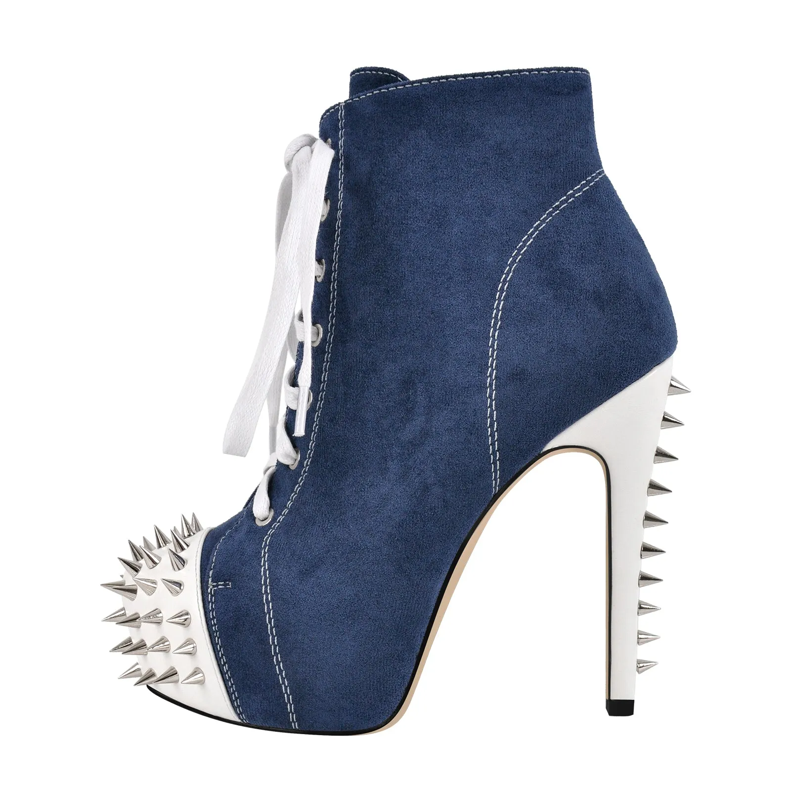 Rivet Platform Suede Lace-up Stiletto Ankle Boots sold by Onlymaker