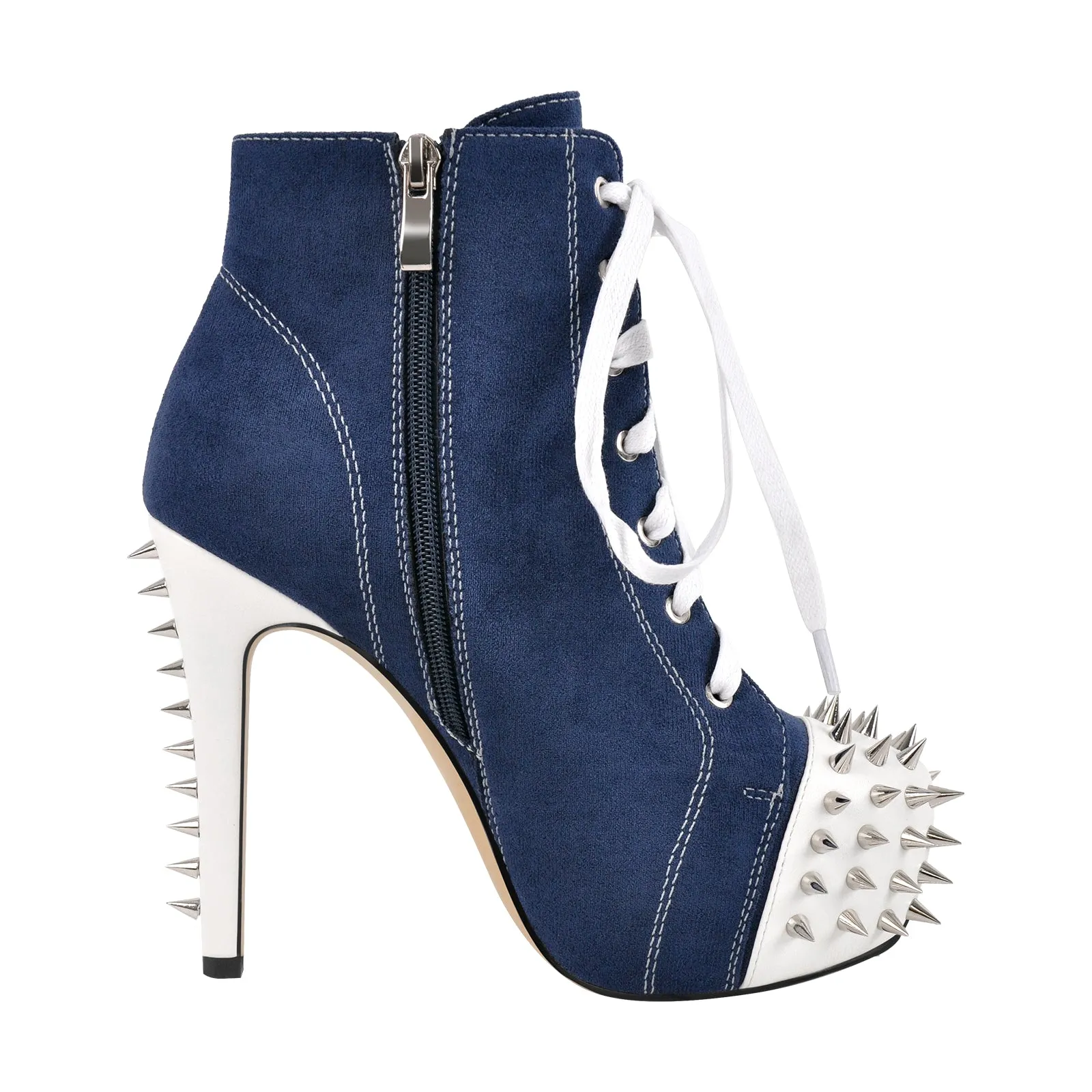 Rivet Platform Suede Lace-up Stiletto Ankle Boots sold by Onlymaker product image thumbnail 3