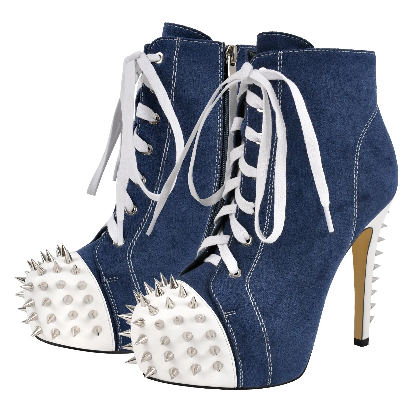 Rivet Platform Suede Lace-up Stiletto Ankle Boots sold by Onlymaker product image thumbnail 2