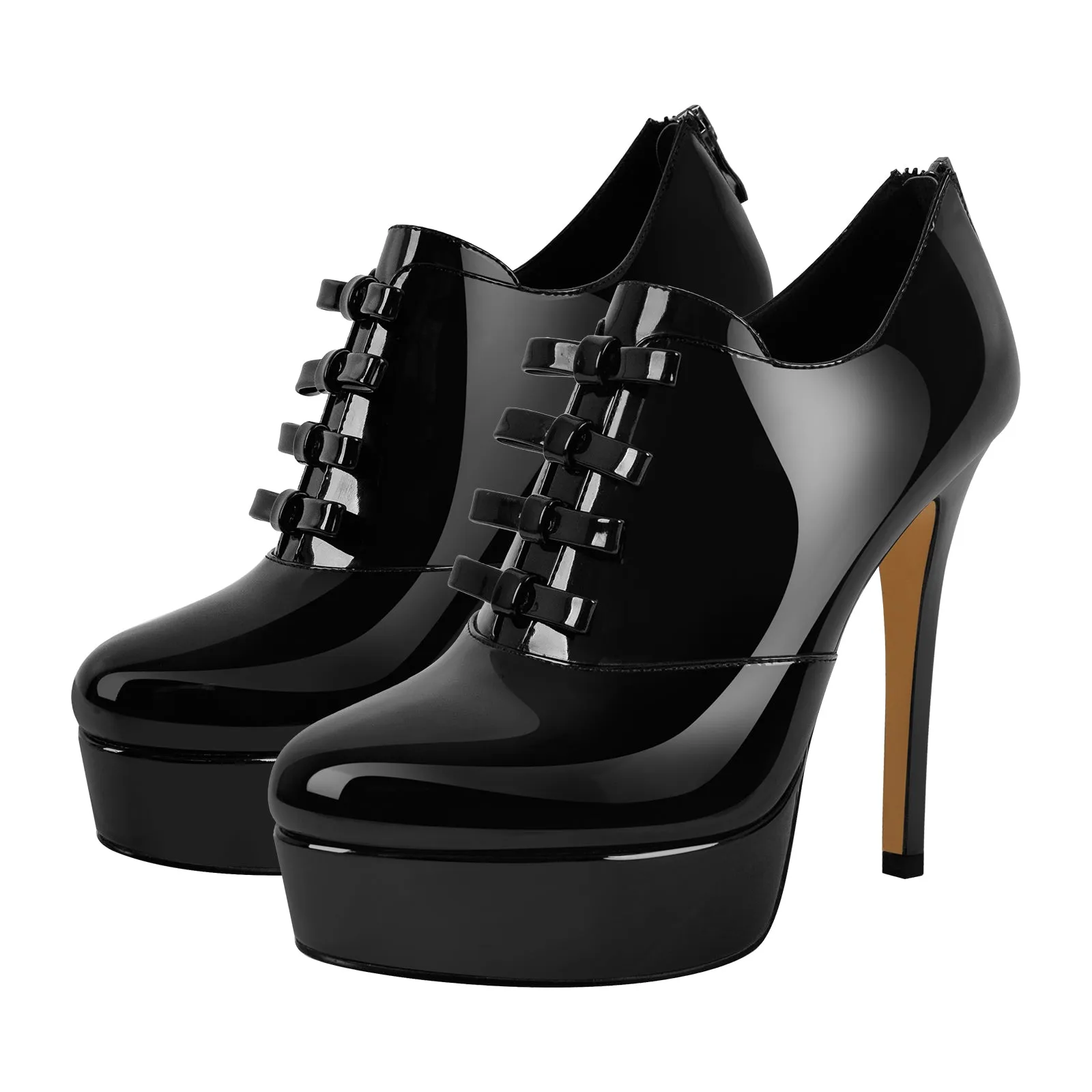 Bow Platform Back Zipper Stiletto Ankle Boots sold by Onlymaker product image thumbnail 2