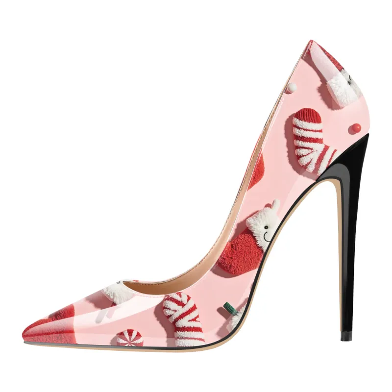 Pointed Toe Christmas Printed High Heels sold by Onlymaker
