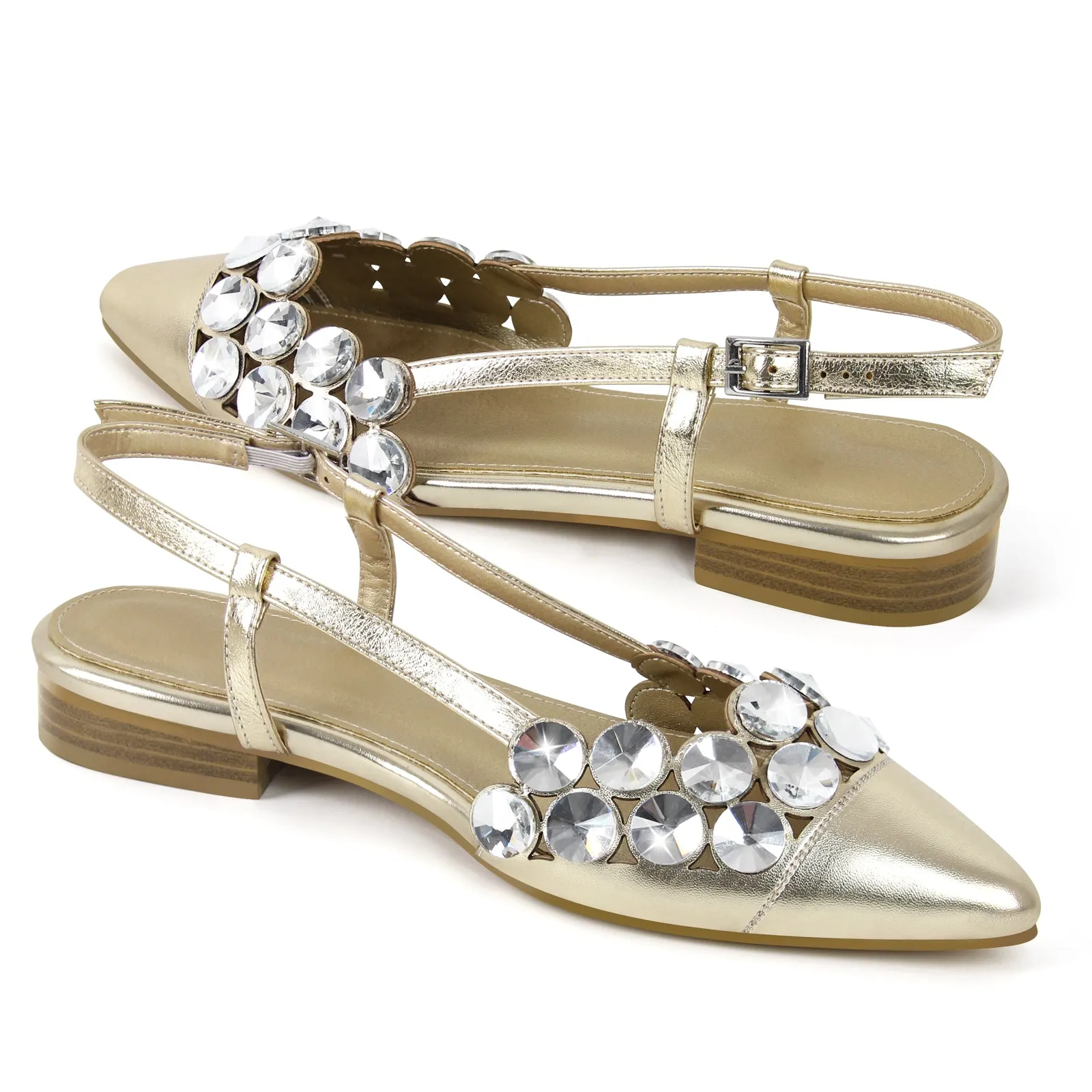 Pointed Toe Rhinestone Slingback Flats sold by Onlymaker product image thumbnail 3