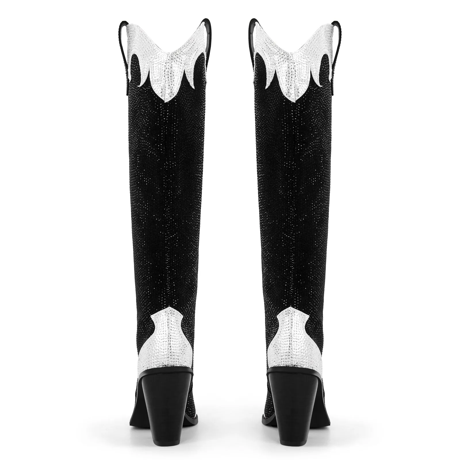 Rhinestone Chunky Heel Knee High Western Boots sold by Onlymaker product image thumbnail 4