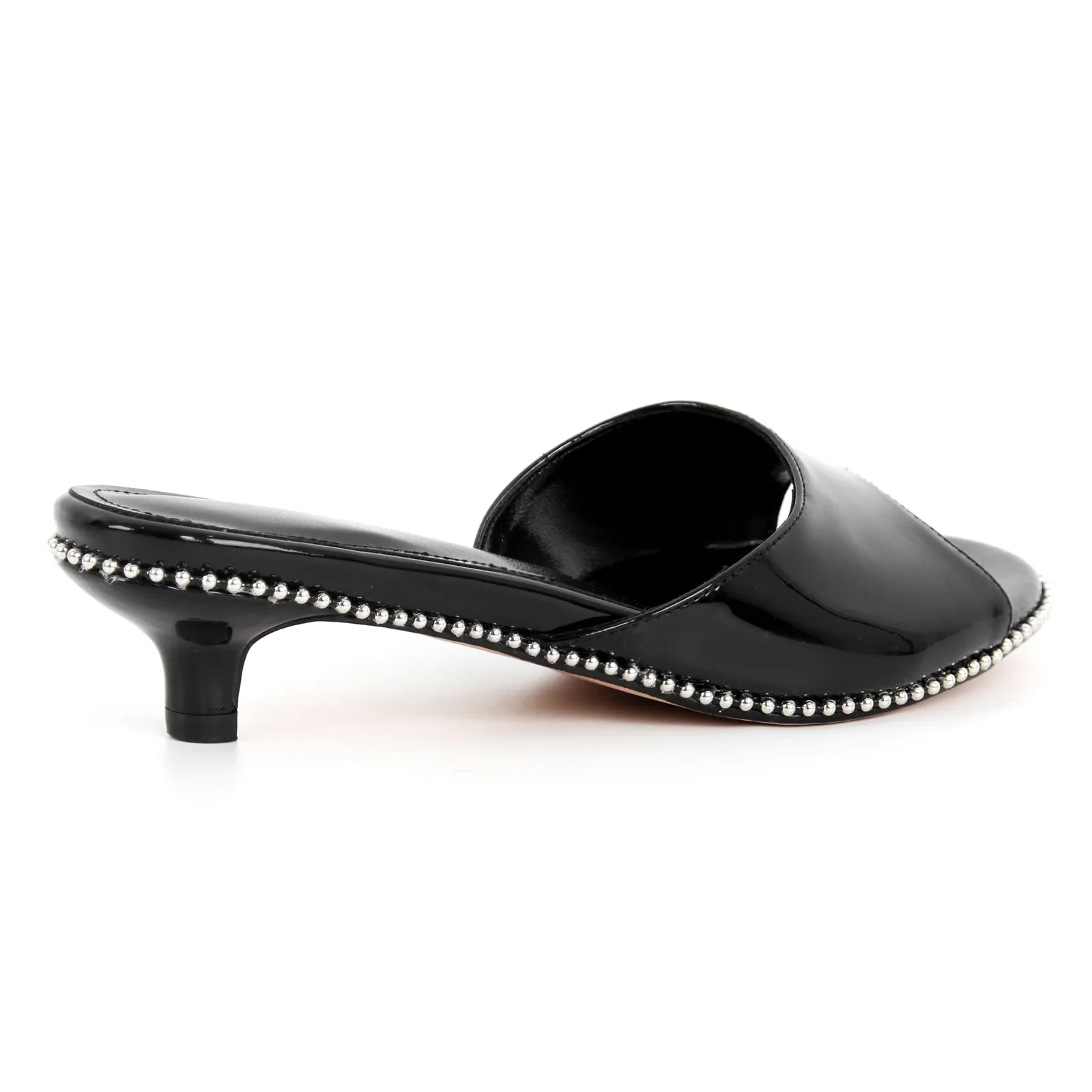 Round Toe Rivet Kitten Heel Mules sold by Onlymaker product image thumbnail 4