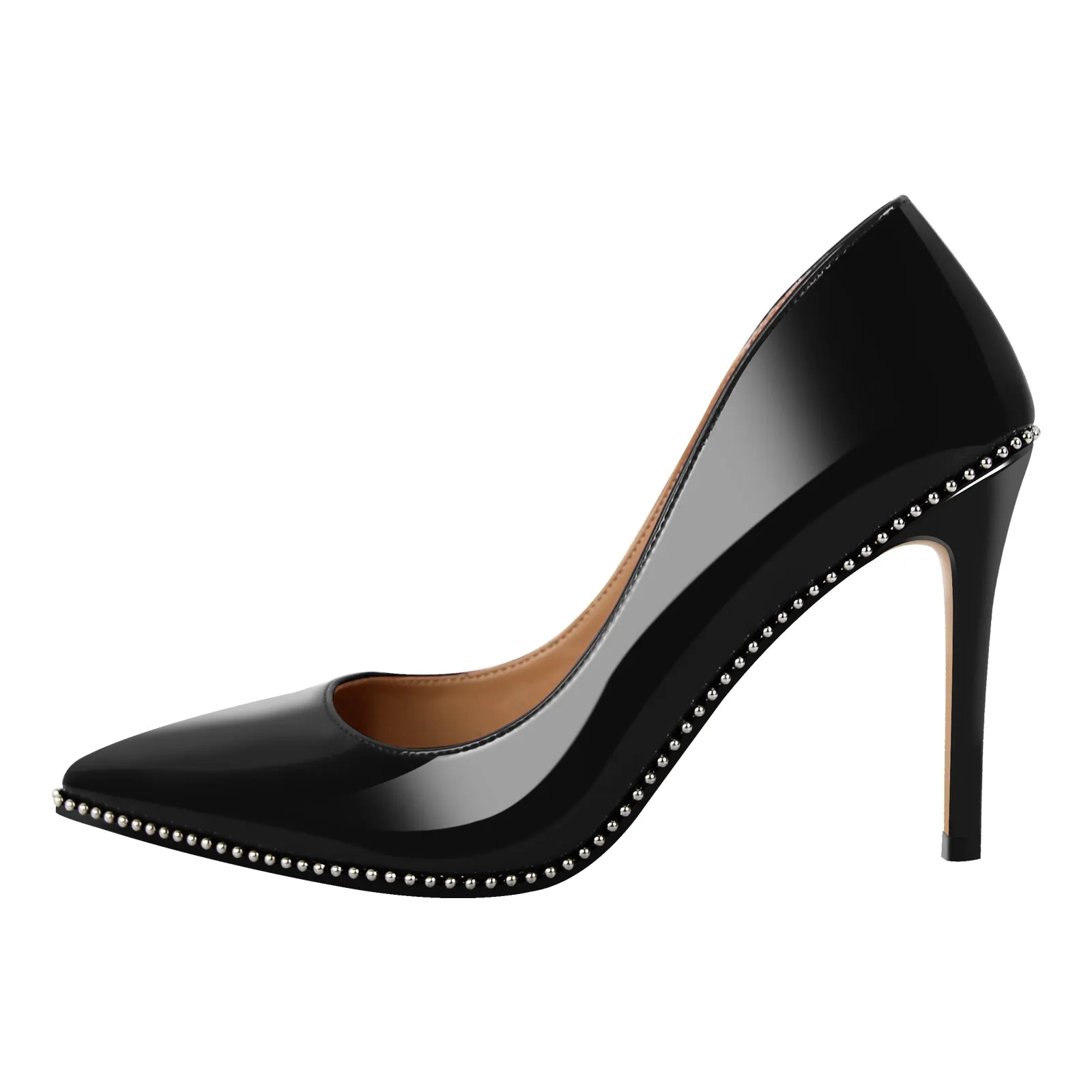 Pointed Toe Studded Rivets Stitching High Heels sold by Onlymaker