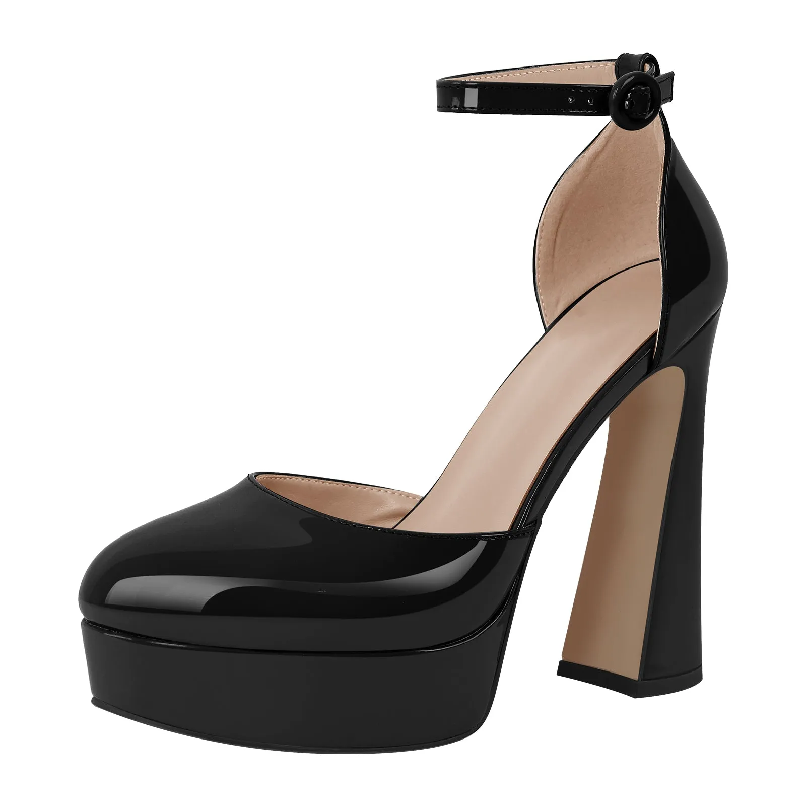 Round Toe Platform Ankle Strap Pumps sold by Onlymaker product image thumbnail 4