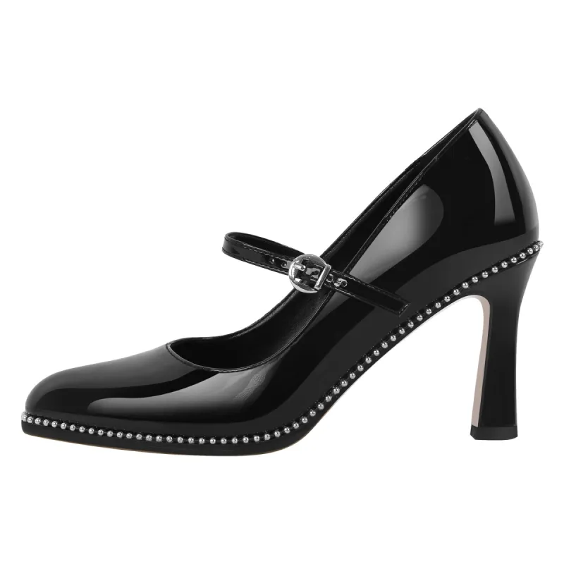 Mary Jane Pointed Toe Rivet Stiletto Pumps sold by Onlymaker