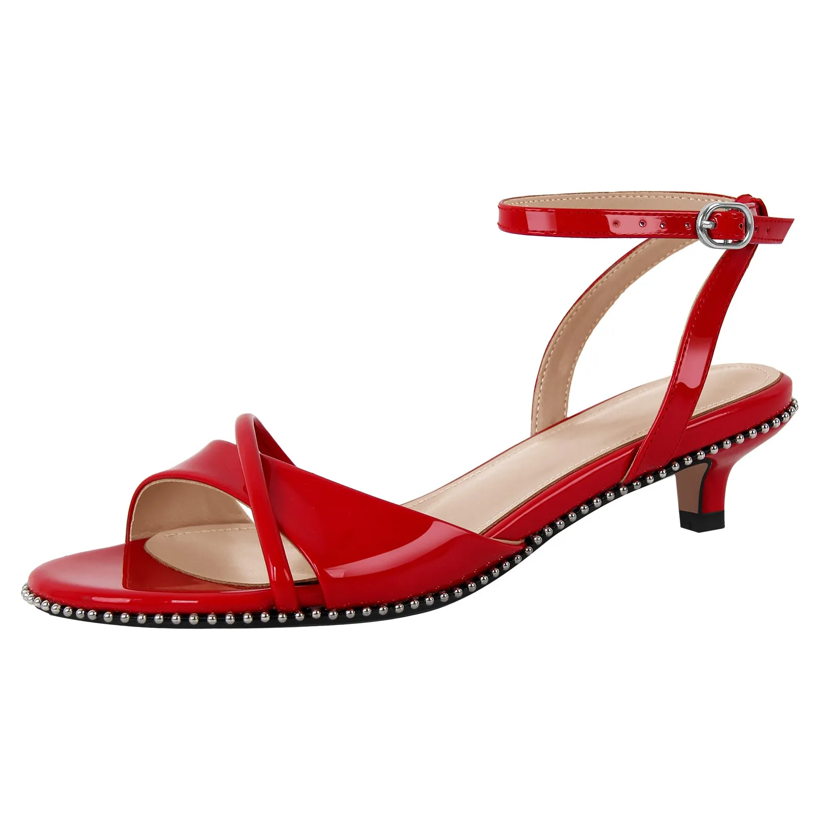 Rivet Kitten Heel Ankle Strap Sandals sold by Onlymaker product image thumbnail 2