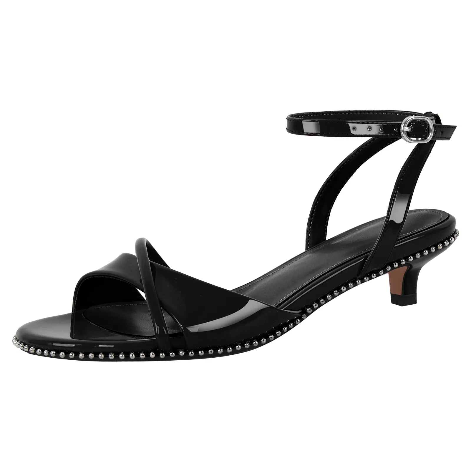 Rivet Kitten Heel Ankle Strap Sandals sold by Onlymaker product image thumbnail 4
