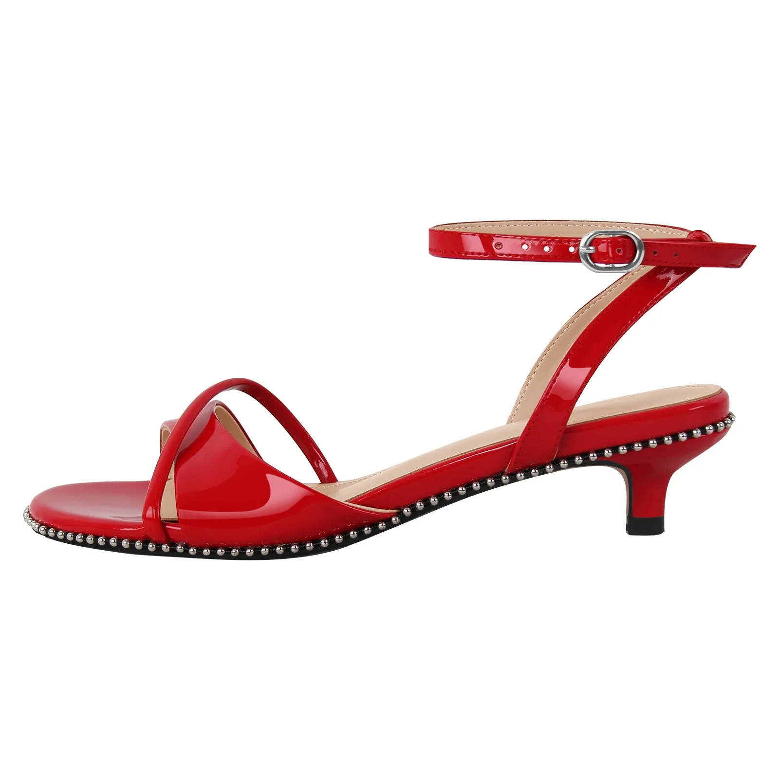 Rivet Kitten Heel Ankle Strap Sandals sold by Onlymaker