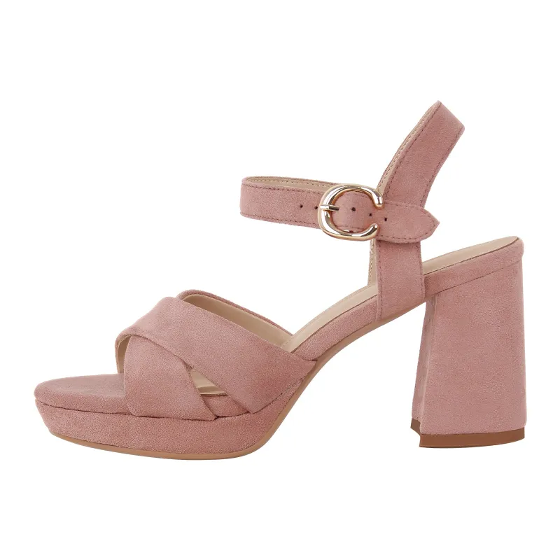 Suede Platform Buckle Strap Chunky Heel Sandals sold by Onlymaker