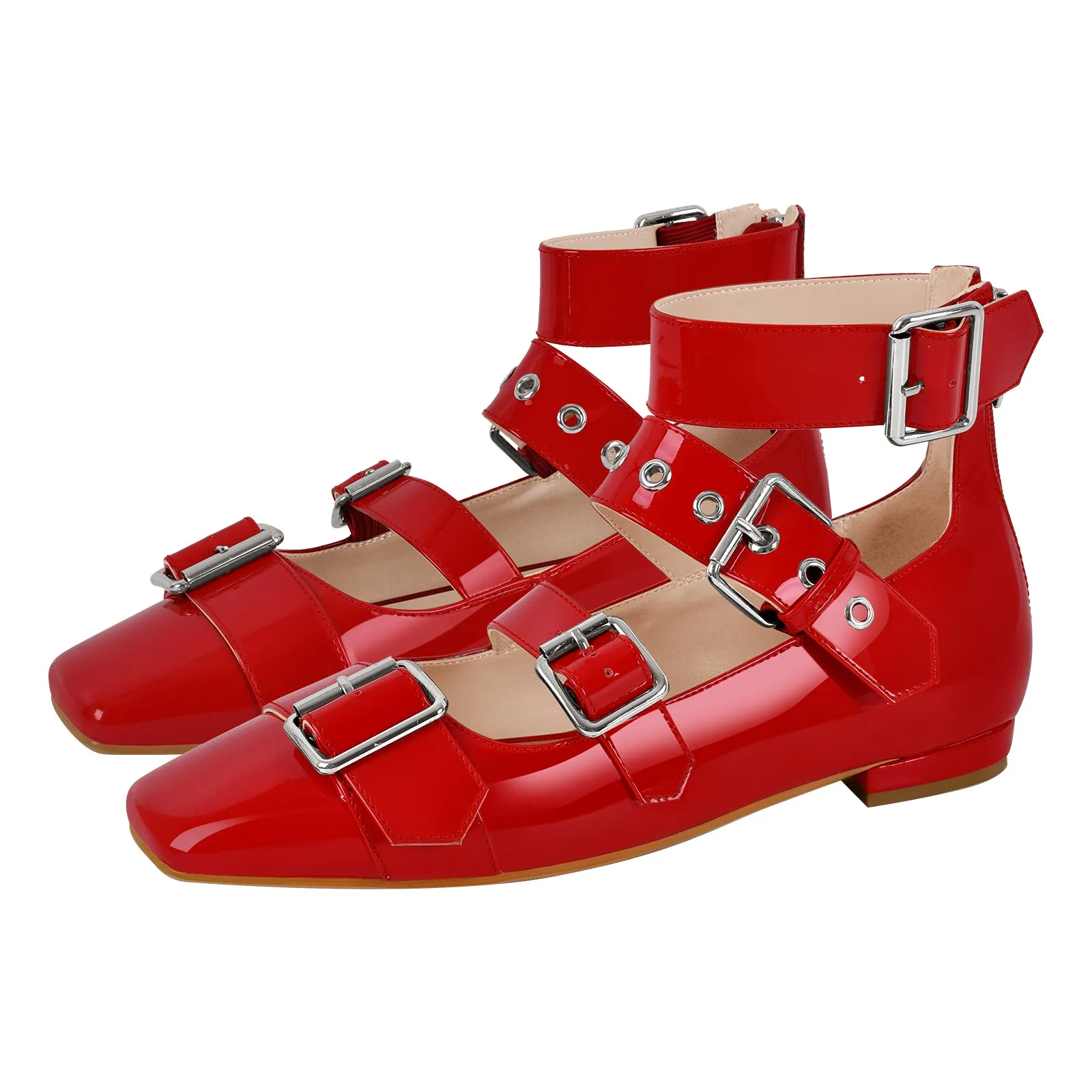 Square Toe Buckle Strap Flats sold by Onlymaker product image thumbnail 5