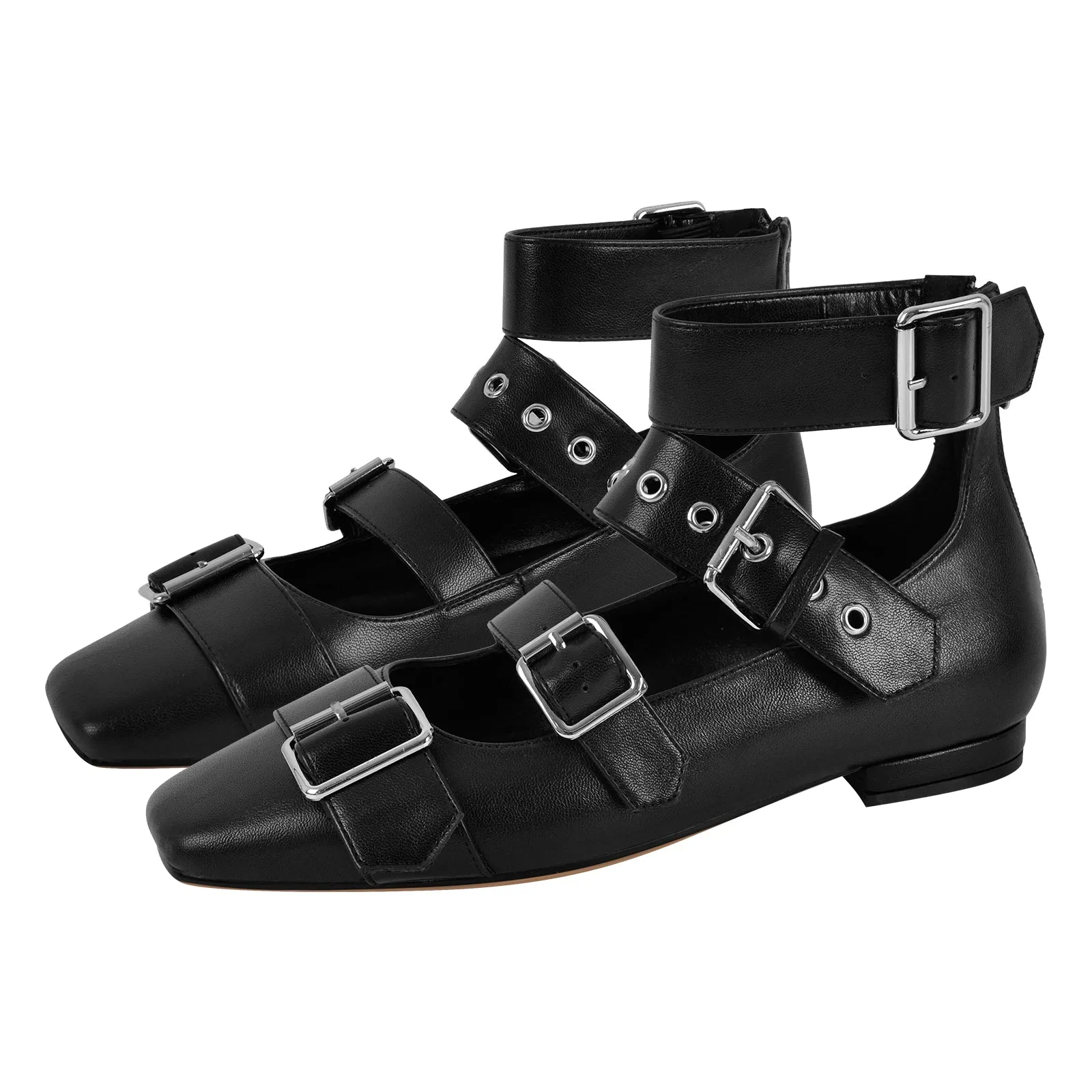 Square Toe Buckle Strap Flats sold by Onlymaker product image thumbnail 2