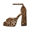 Leopard Platform Ankle Strap Chunky Heel Sandals sold by Onlymaker