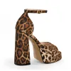 Leopard Platform Ankle Strap Chunky Heel Sandals sold by Onlymaker