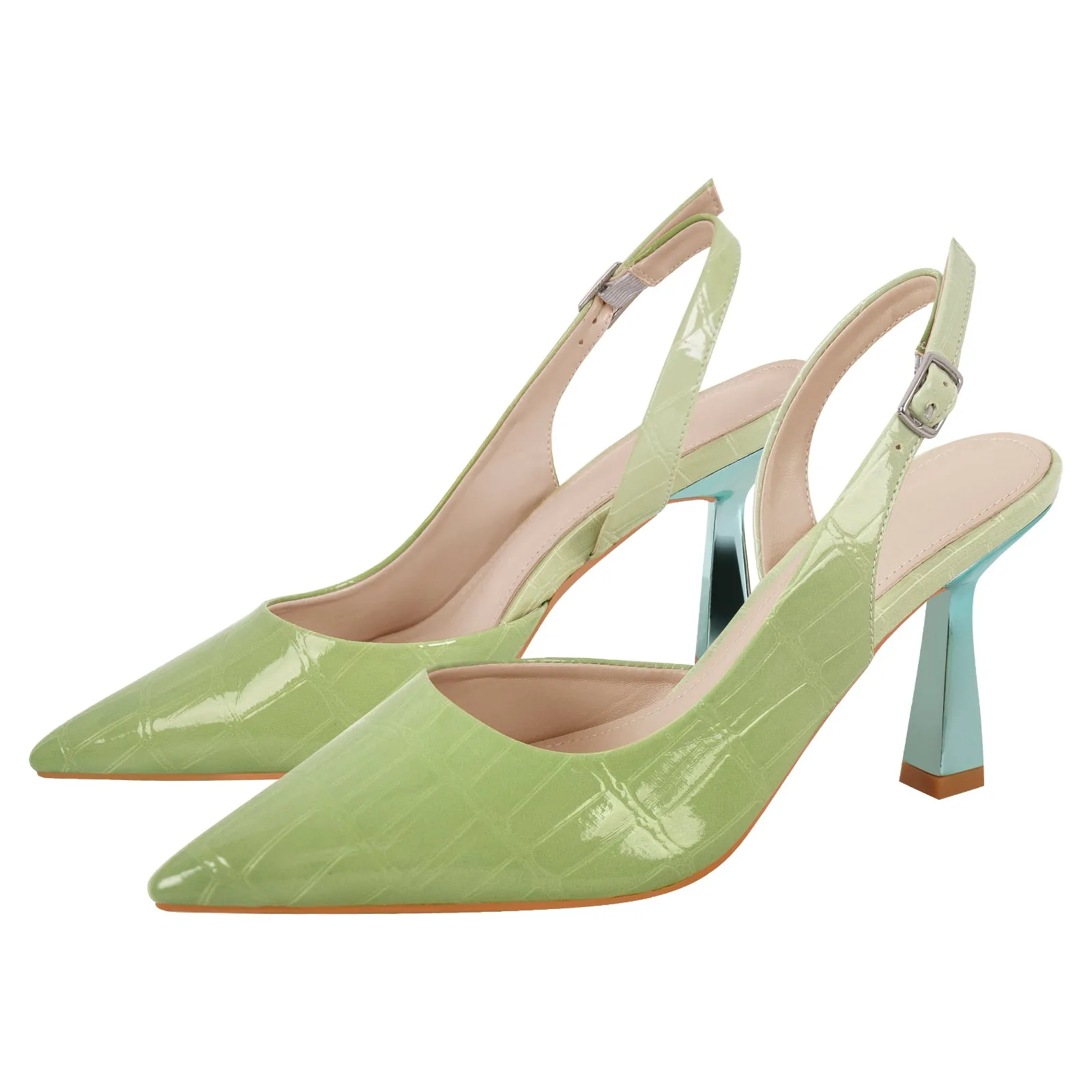 Gradient Pointed Toe Stone Slingback Pumps sold by Onlymaker product image thumbnail 2