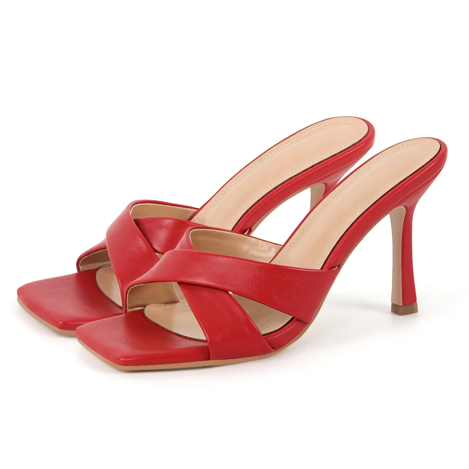 Square Toe Cross Band Sandals Mules sold by Onlymaker