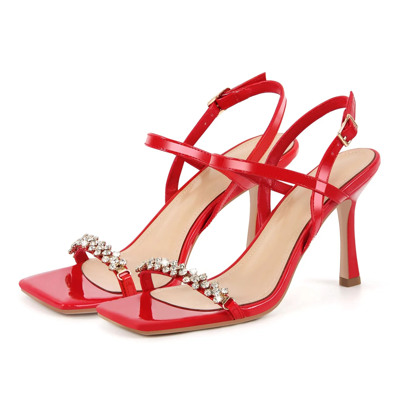 Rhinestone Square Toe Buckle Strap Sandals sold by Onlymaker product image thumbnail 2