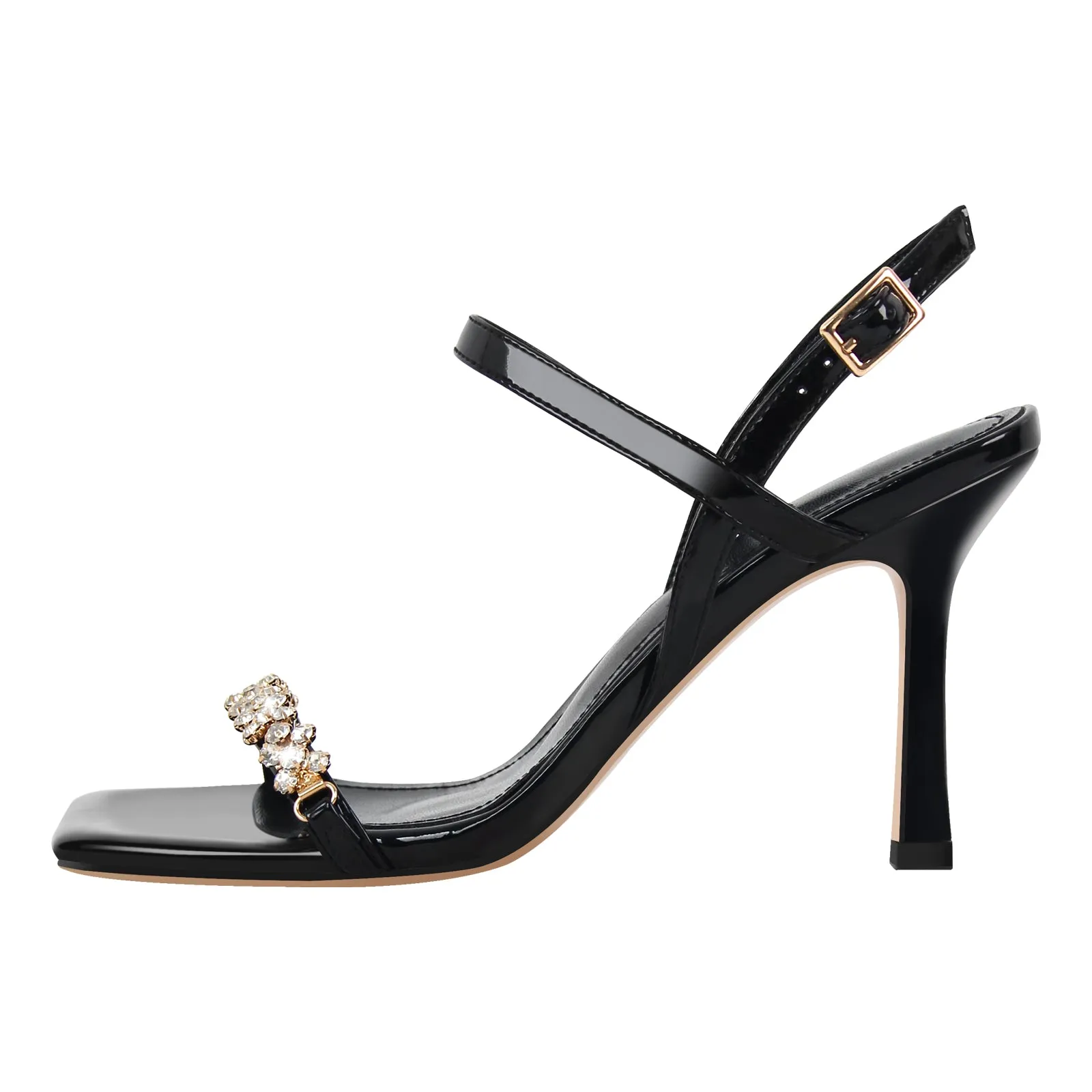 Rhinestone Square Toe Buckle Strap Sandals sold by Onlymaker product image thumbnail 5