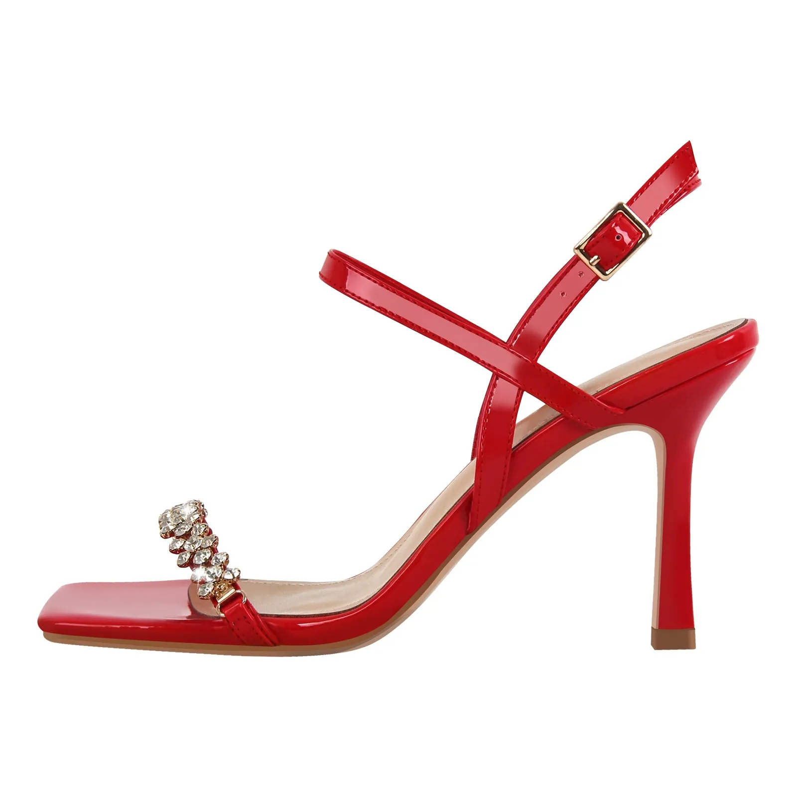 Rhinestone Square Toe Buckle Strap Sandals sold by Onlymaker