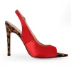 Open Toe Leopard Stiletto Slingback Sandals sold by Onlymaker