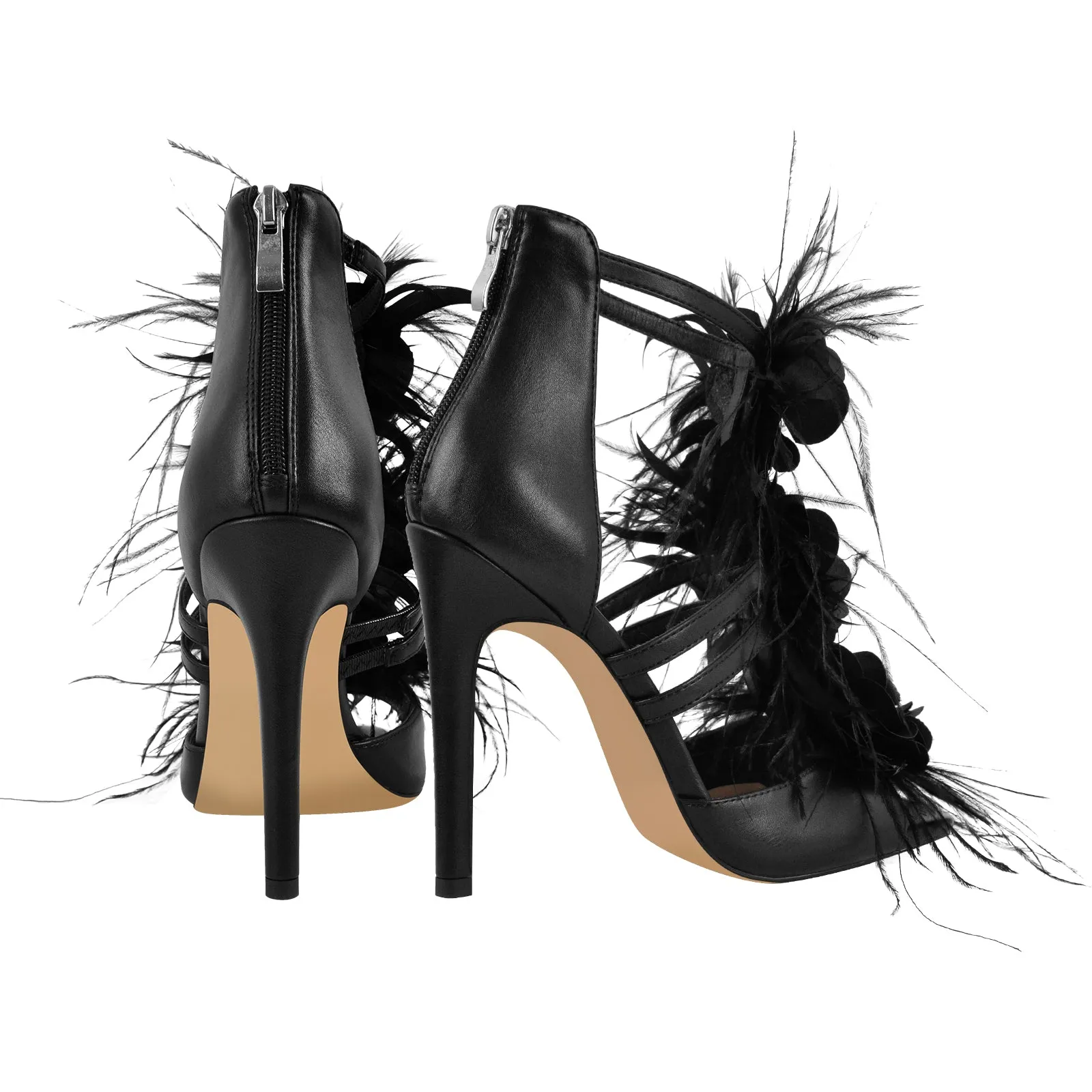 Square Toe Flower Feather Gladiator Sandals sold by Onlymaker product image thumbnail 3