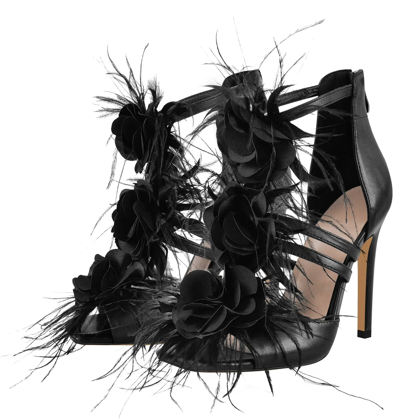 Square Toe Flower Feather Gladiator Sandals sold by Onlymaker product image thumbnail 2