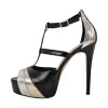 Peep Toe Platform T-Strap Snake Pattern Pumps sold by Onlymaker