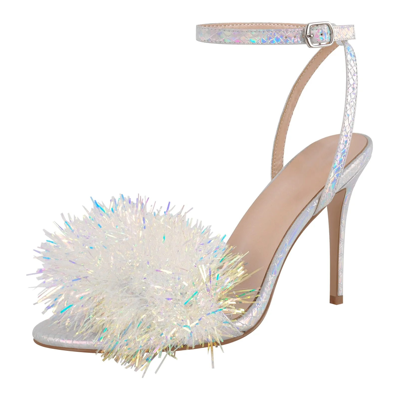 Holographic Tinsel Ankle Strap Stiletto Sandals sold by Onlymaker product image thumbnail 2