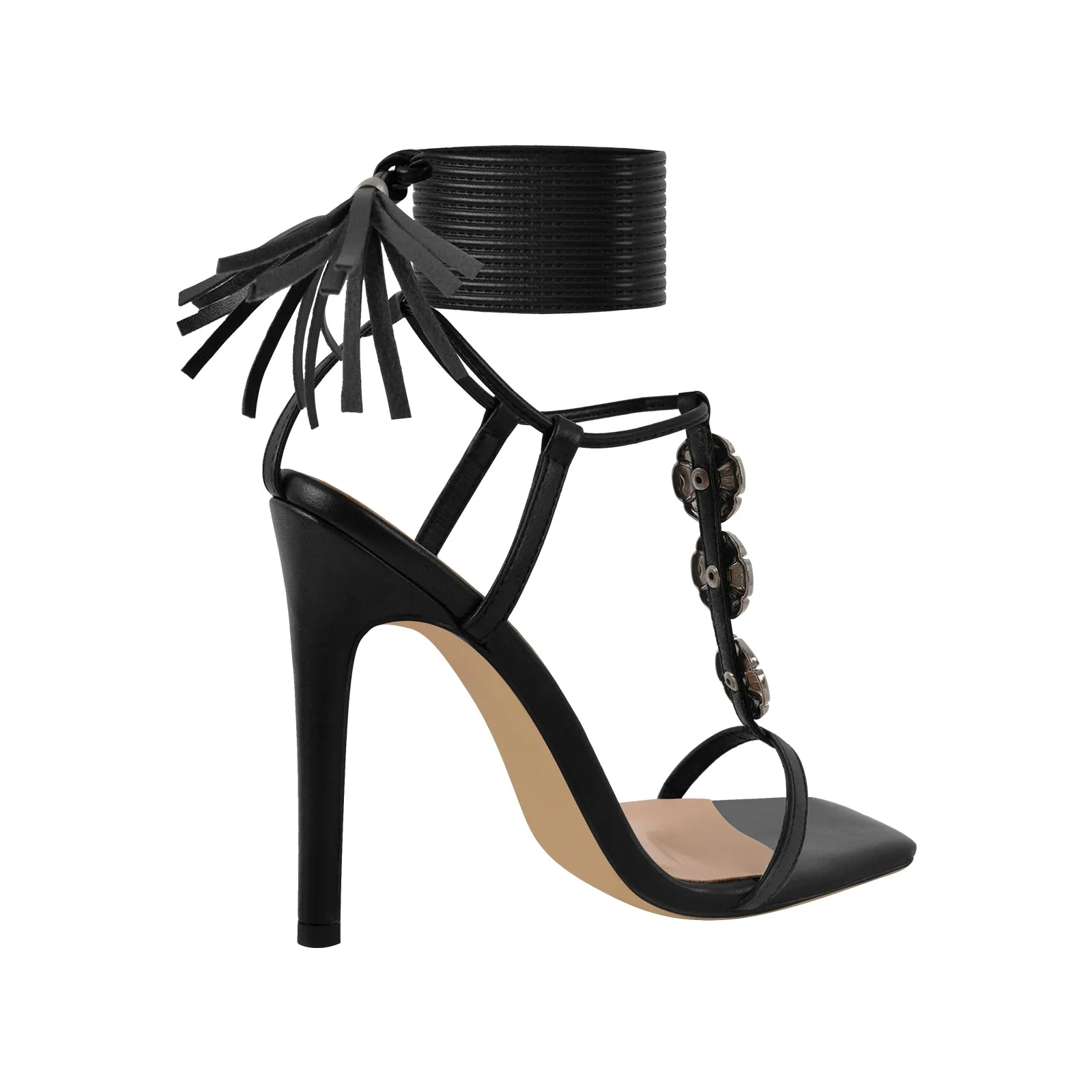 Square Toe Flower T-Strap Lace-up Sandals sold by Onlymaker product image thumbnail 3