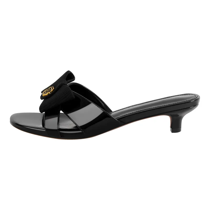 Round Toe Bow Kitten Heel Sandals Mules sold by Onlymaker