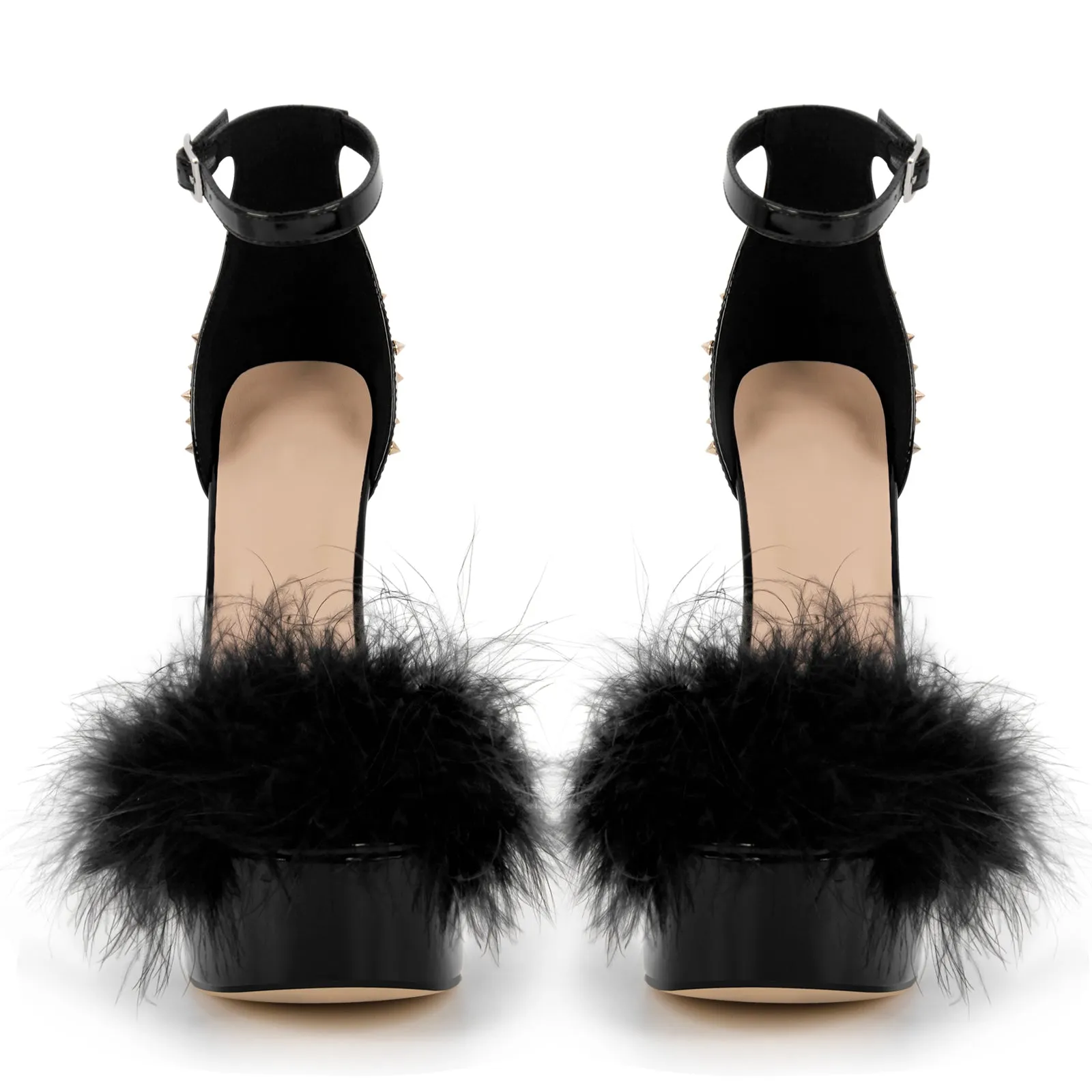 Fur Platform Rivet Ankle Strap Stiletto Sandals sold by Onlymaker product image thumbnail 3