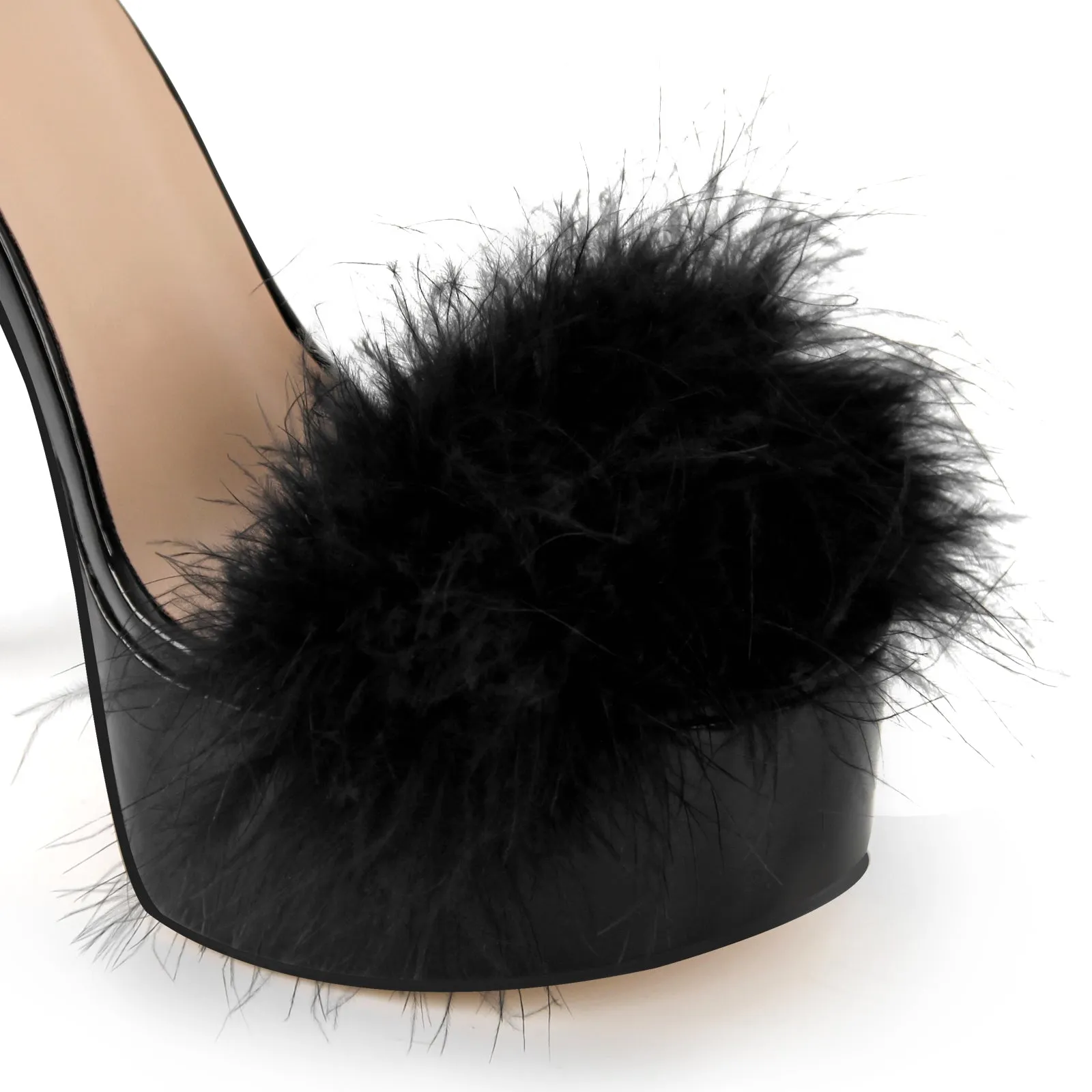 Fur Platform Rivet Ankle Strap Stiletto Sandals sold by Onlymaker product image thumbnail 5