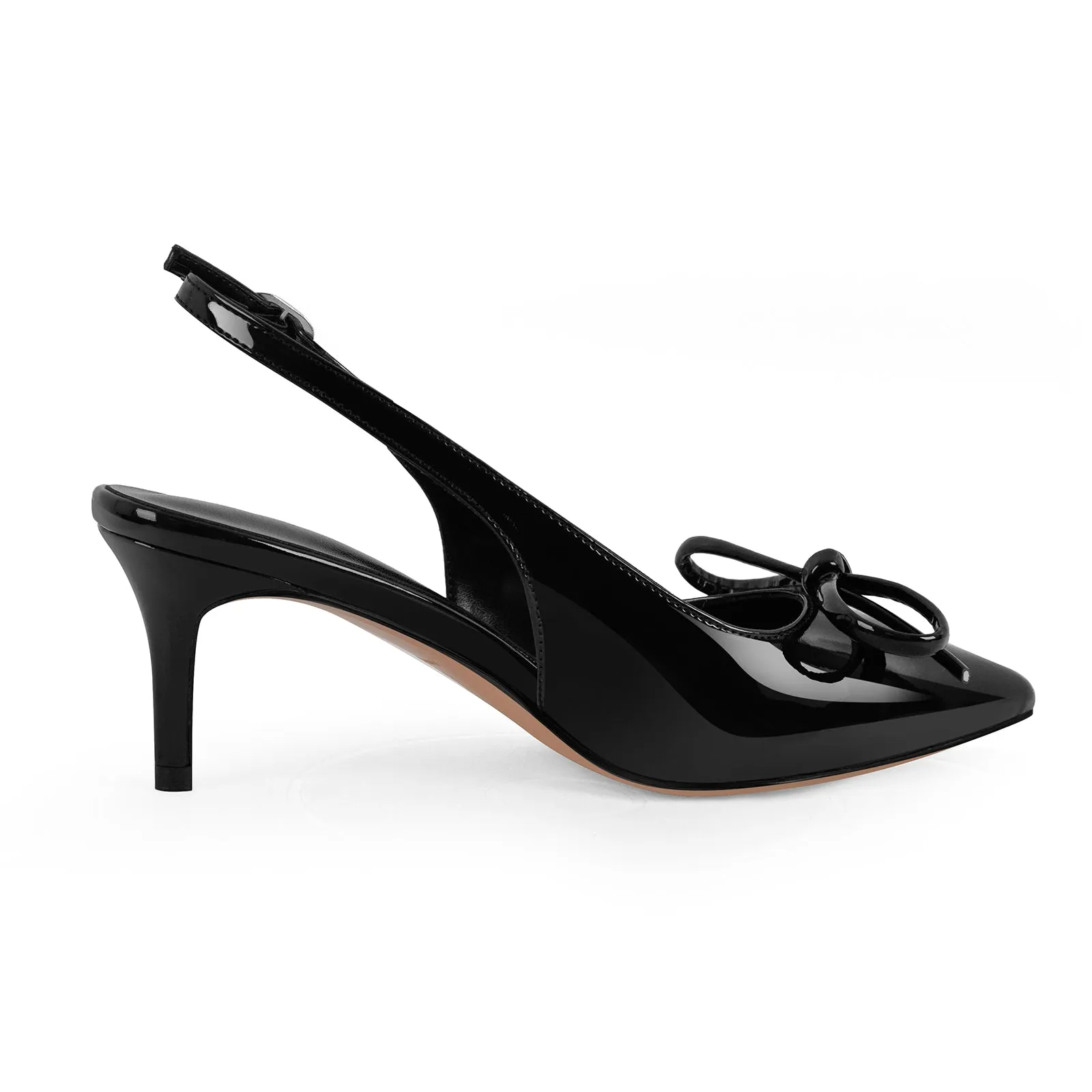 Bow Pointed Toe Patent Leather Slingback Pumps sold by Onlymaker product image thumbnail 3