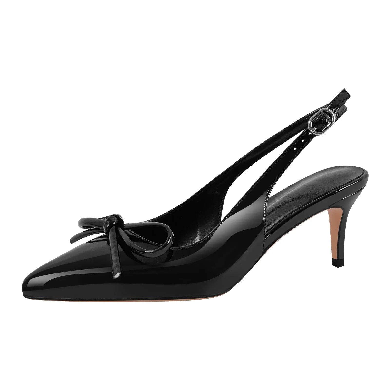 Bow Pointed Toe Patent Leather Slingback Pumps sold by Onlymaker product image thumbnail 2