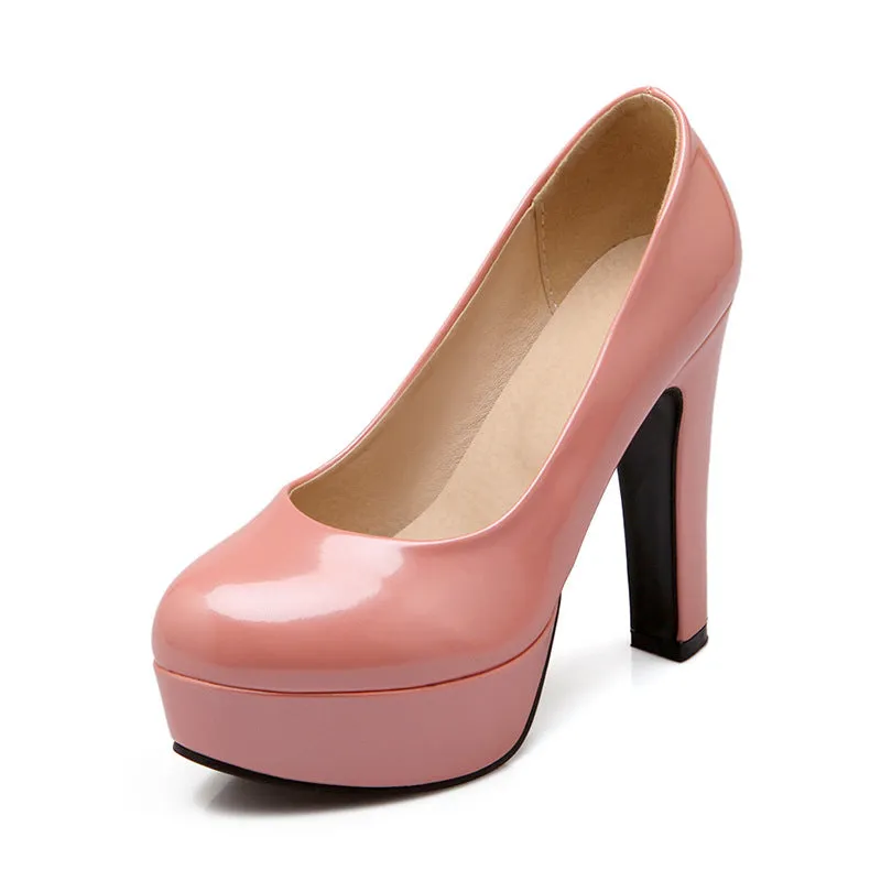 Round Toe Platform Patent Leather Pumps sold by Onlymaker product image thumbnail 3