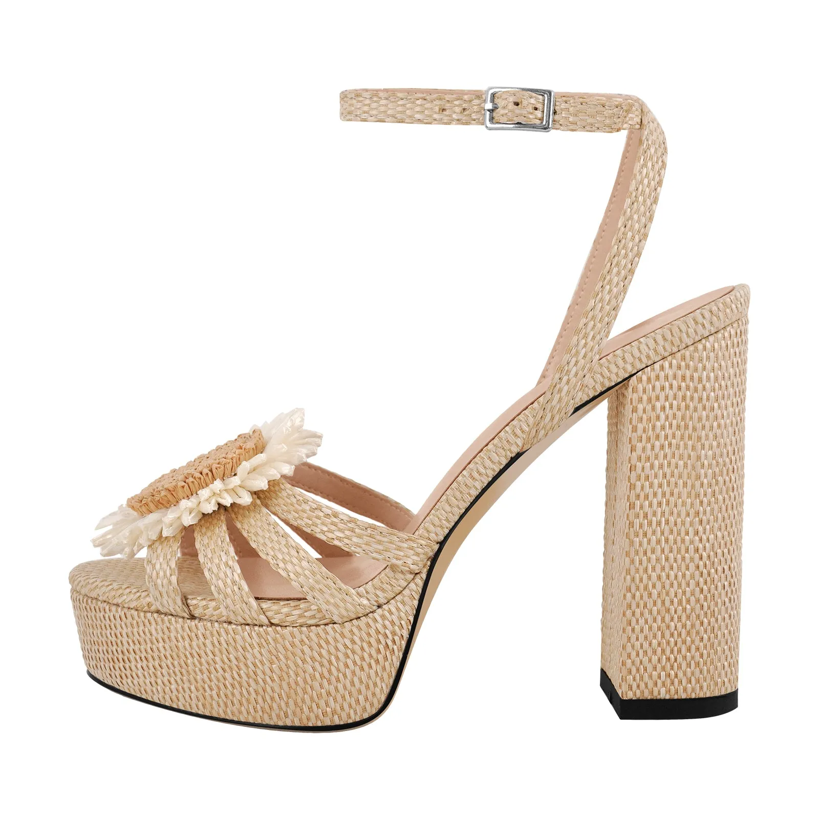 Sunflower Straw Platform Ankle Strap Sandals sold by Onlymaker product image thumbnail 2