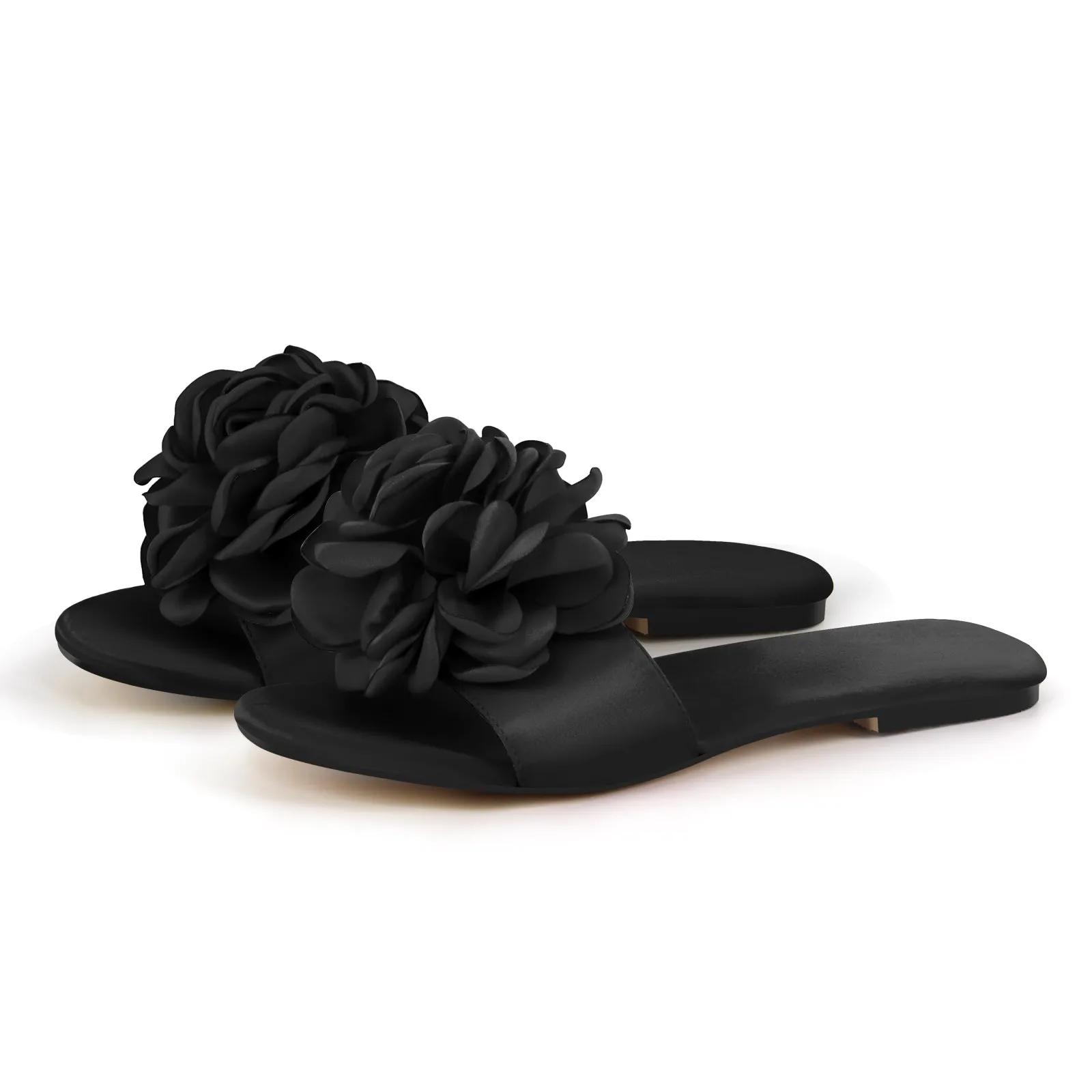 Round Toe Flower Satin Sandals Flats sold by Onlymaker product image thumbnail 2