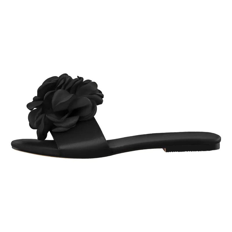 Round Toe Flower Satin Sandals Flats sold by Onlymaker