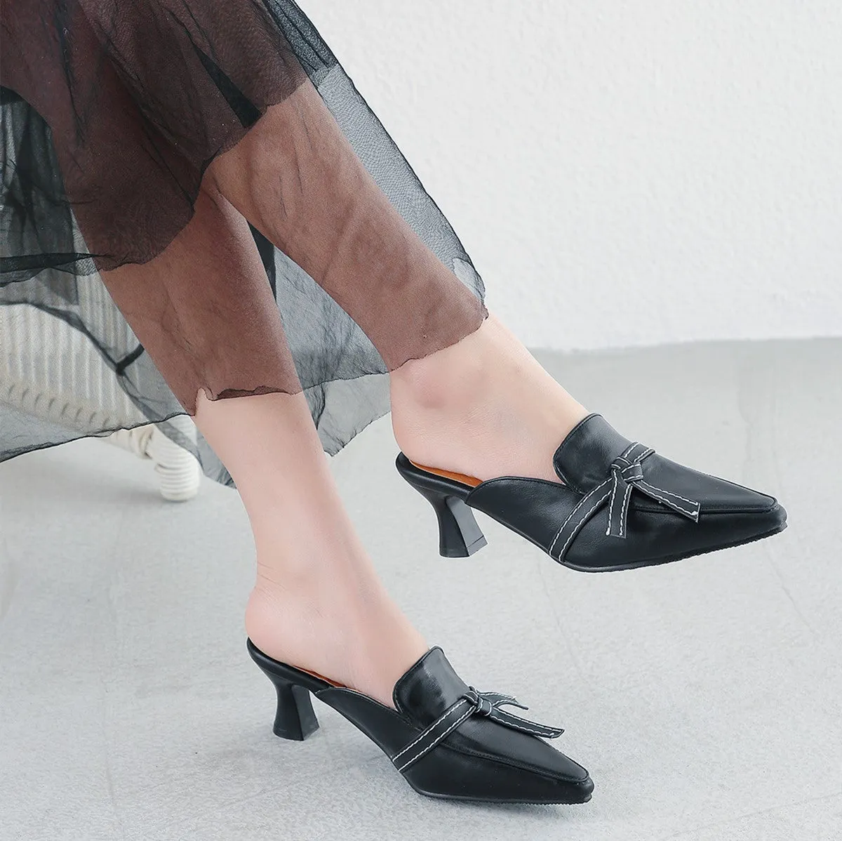 Pointed Toe Kitten Heel Mules Pumps sold by Onlymaker product image thumbnail 3