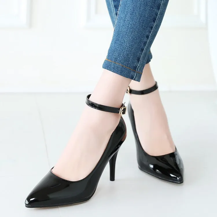 Pointed Toe Patent Leather Ankle Strap Pumps sold by Onlymaker product image thumbnail 3