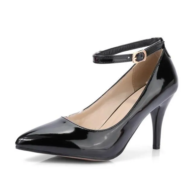 Pointed Toe Patent Leather Ankle Strap Pumps sold by Onlymaker