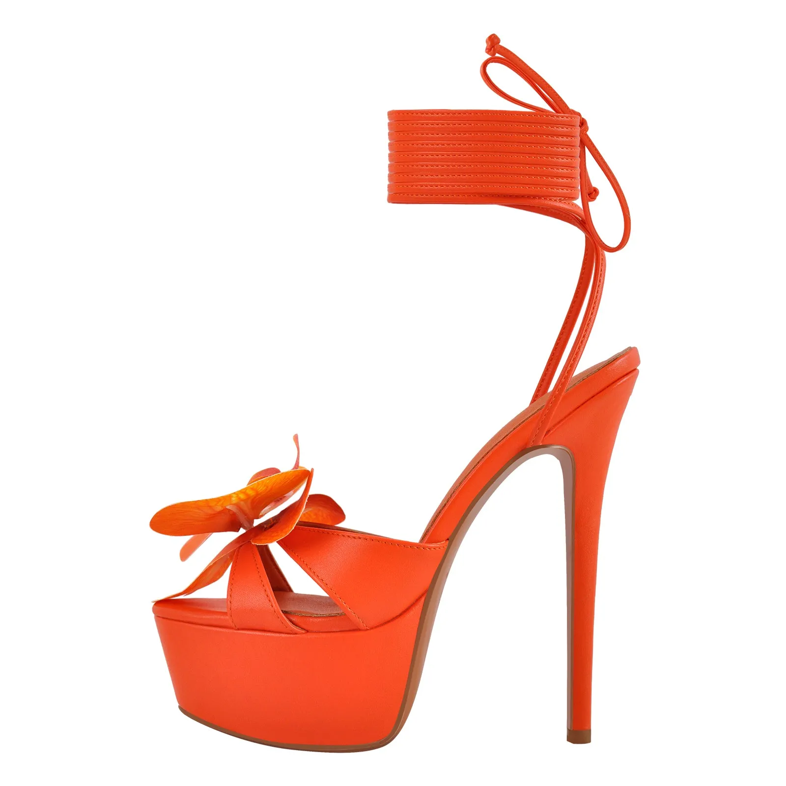 Round Toe Flower Platform Lace-up Stiletto Sandals sold by Onlymaker product image thumbnail 5