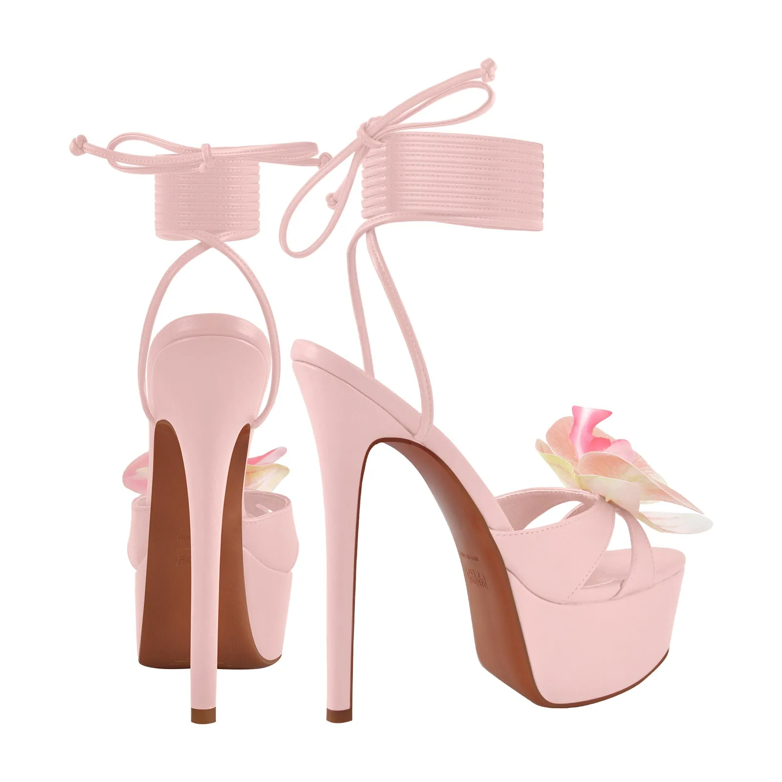 Round Toe Flower Platform Lace-up Stiletto Sandals sold by Onlymaker product image thumbnail 3