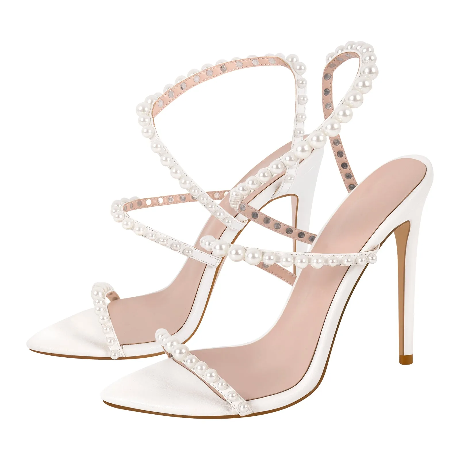 Pointed Toe Pearl Strap Stiletto Sandals sold by Onlymaker product image thumbnail 2