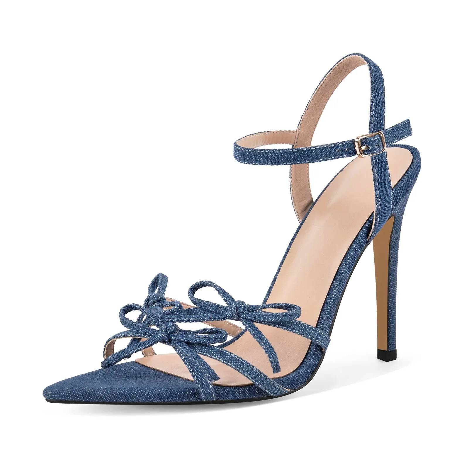 Denim Pointed Toe Bow Buckle Strap Sandals sold by Onlymaker product image thumbnail 2